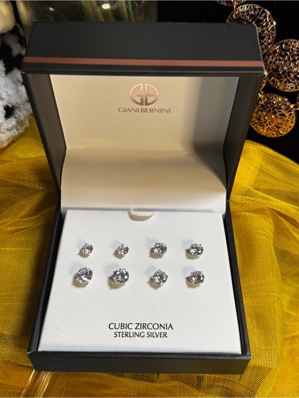 Giani Bernini Sterling Silver Cubic Zirconia Stud Earring Set — Silver